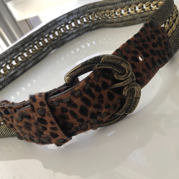 Nanni Leopard and Gold Metal Belt Sz 34 main image 6